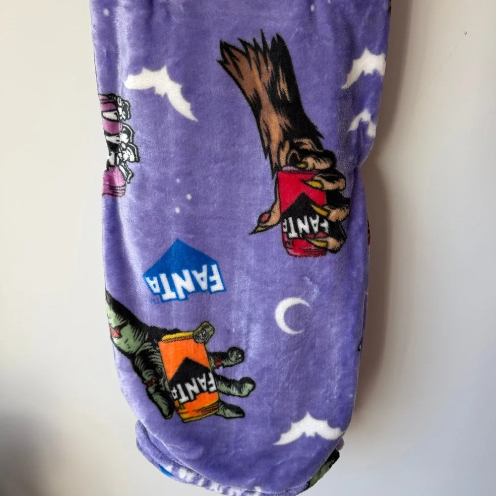 New Fanta 60x70 Purple Oversized Throw Blanket Soda Halloween Monster Bats